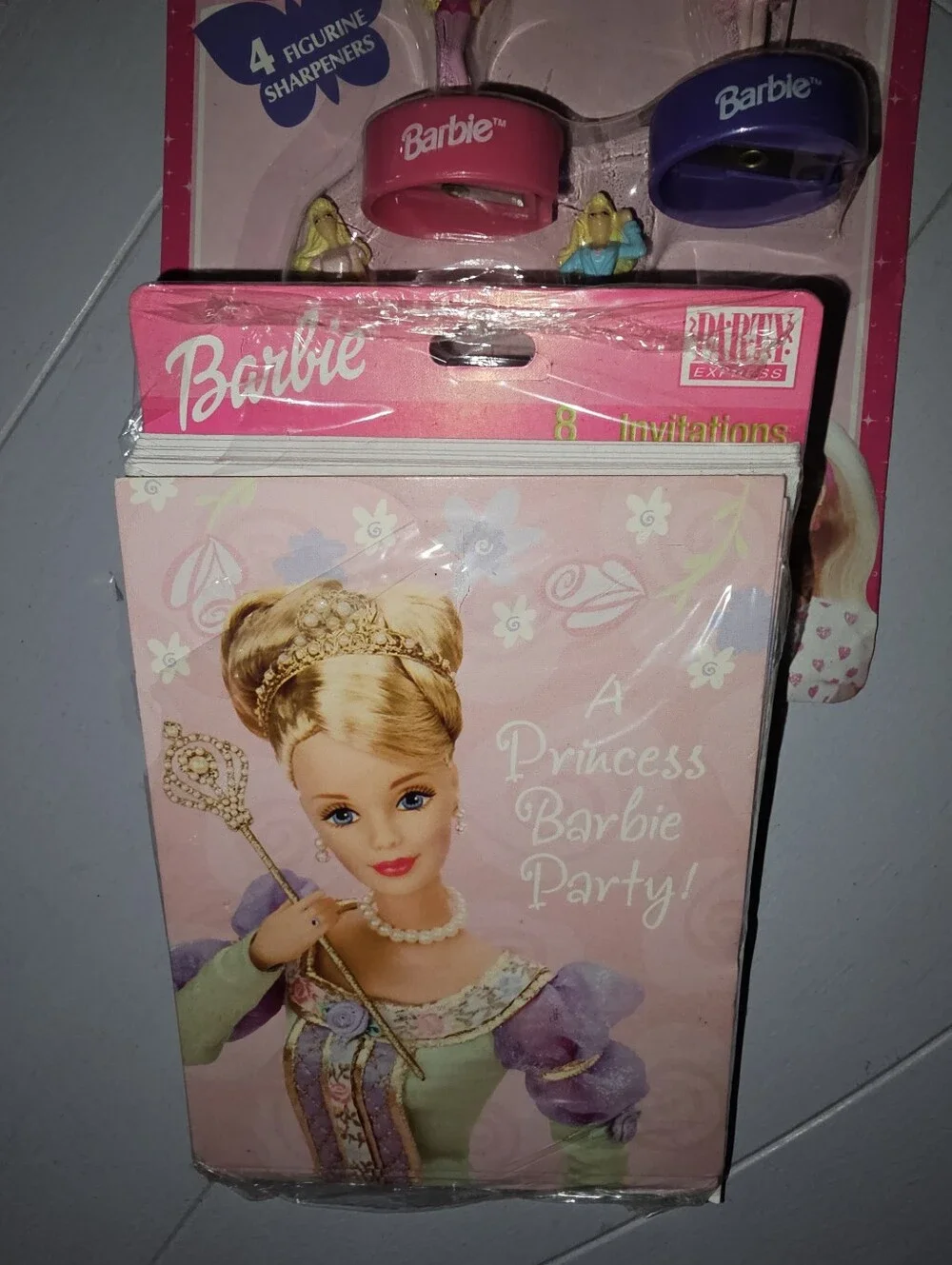 90s Barbie Birthday Party Invitations & Pencil Sharpener Party Favors - New